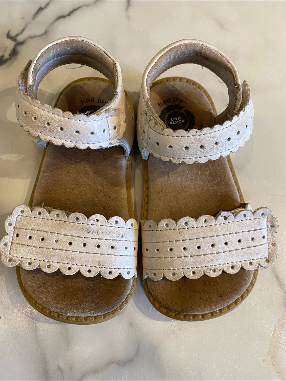 Livie & Luca White Scalloped Toddler Sandals